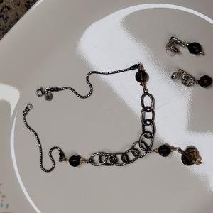 Silpada sterling silver smoky quartz necklace and earrings